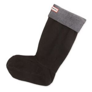Hunter‎ Ribbed Black White Stripe Cuffed Boot Socks Size Large